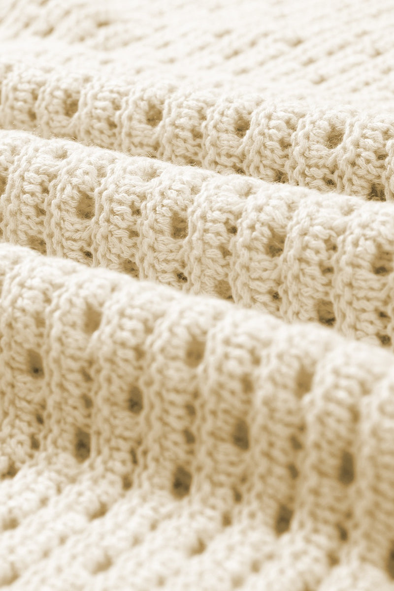 Openwork Color Block Long Sleeve Knit Top