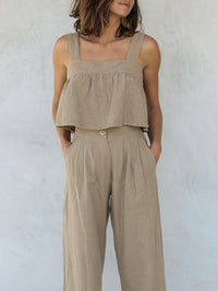Square Neck Wide Strap Top and Pants Set