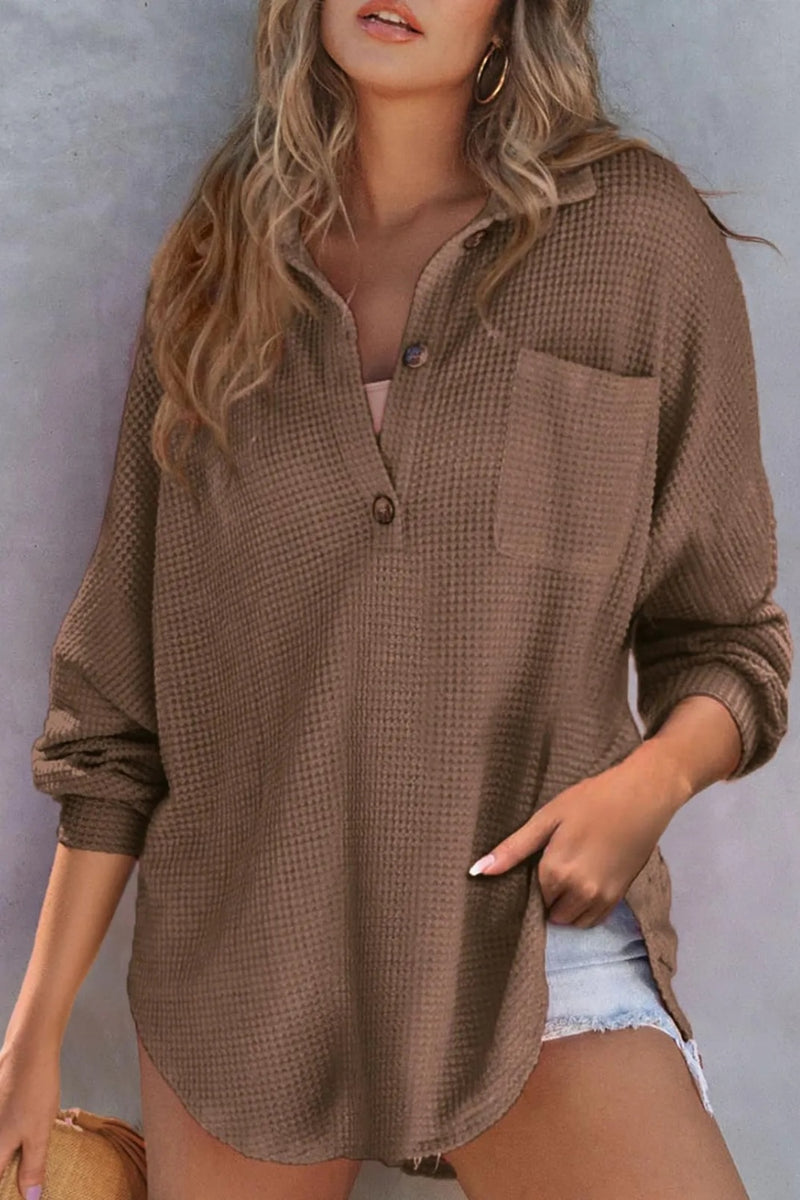 Half Button Long Sleeve Sweatshirt