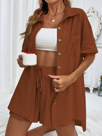 Button Up Half Sleeve Top and Shorts Set