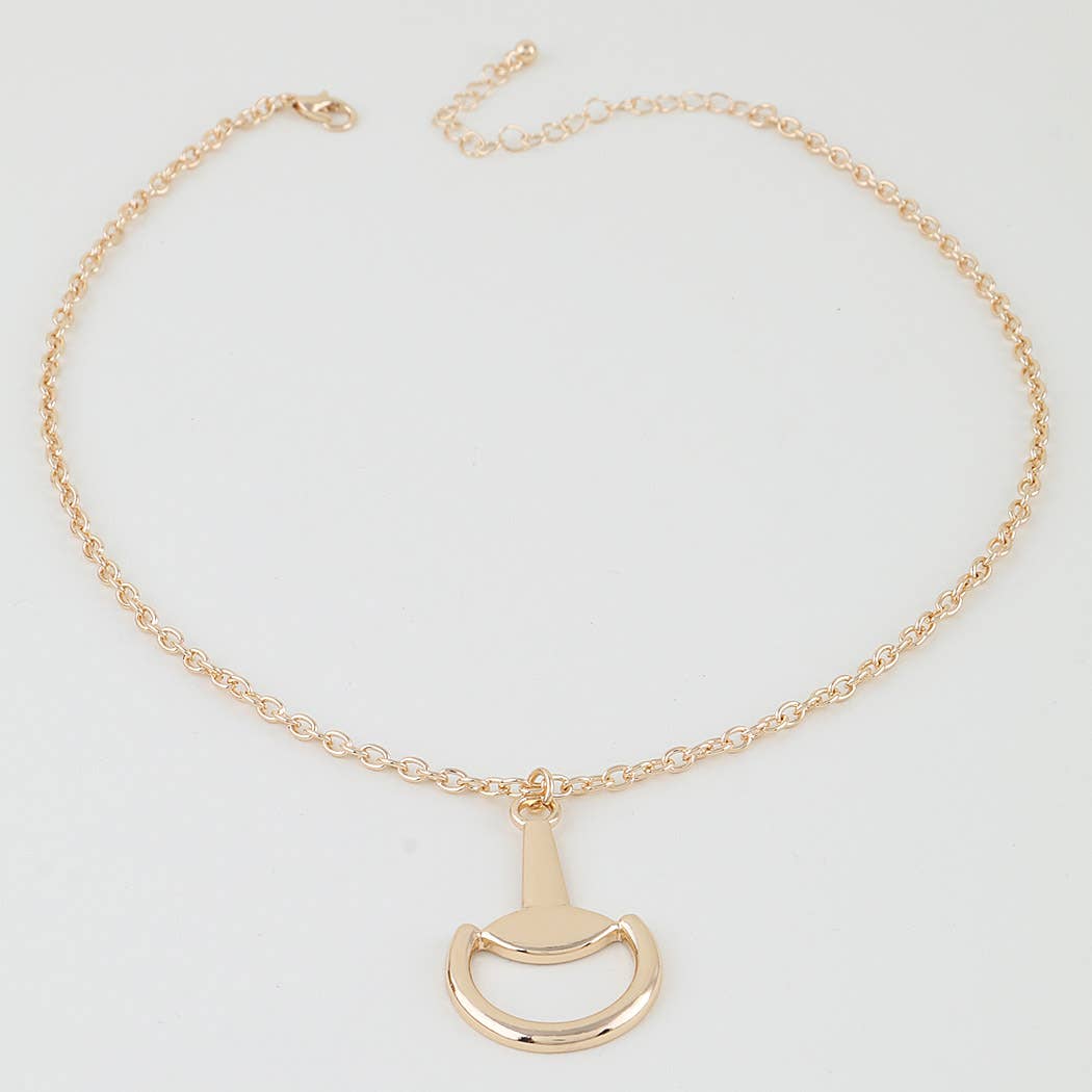 Polished Horseshoe Drop Chain Necklace