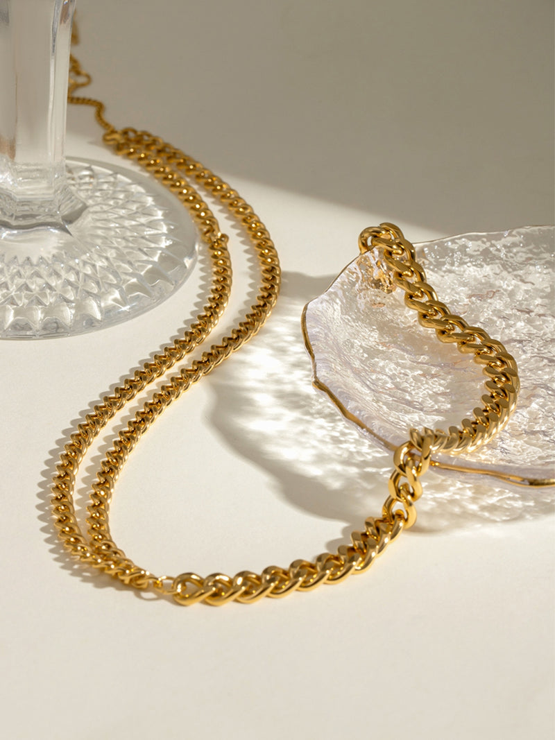 18K Gold-Plated Stainless Steel Double-Layered Necklace