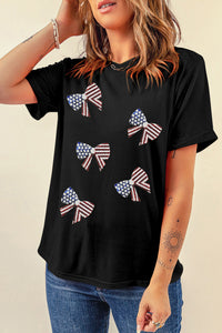 US Flag Round Neck Short Sleeve T-Shirt