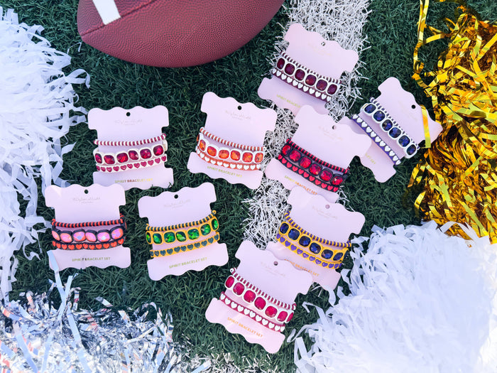Enamel Stretch Bracelets - Red and White - 3 Piece Set