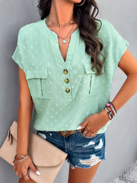 Swiss Dot Short Sleeve Blouse