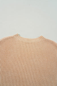 Side Slit Round Neck Long Sleeve Sweater