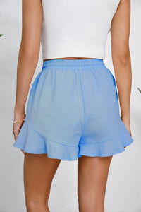 Full Size Drawstring Ruffle Hem Shorts