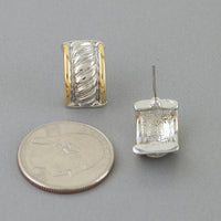 Two Toned Cubic Zirconia Twisted Hoop Earrings