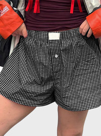 Plaid Elastic Waist Shorts