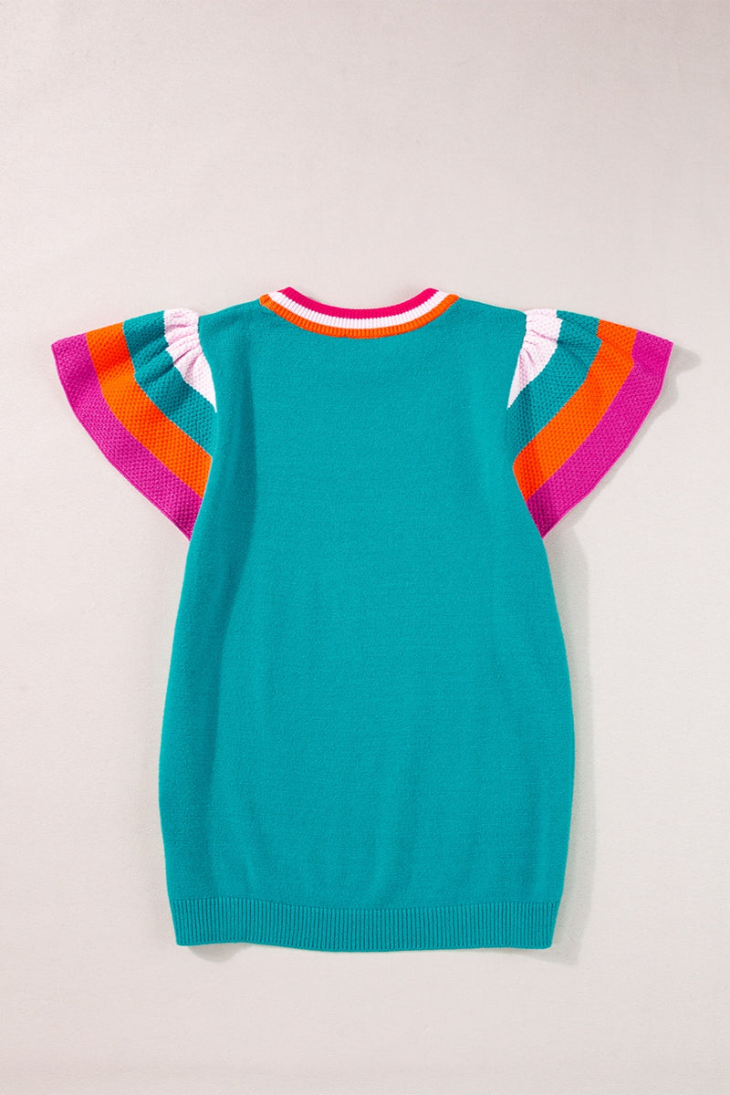 Color Block Round Neck Knit Top Pink / S Color Block Round Neck Knit Top Pink / S