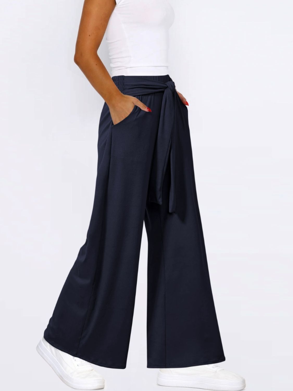 Tied Wide Leg Pants with Pockets – Blue Hawthorn Boutique