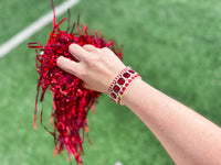 Enamel Stretch Bracelets - Red and White - 3 Piece Set