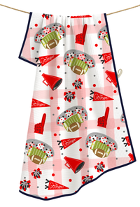 Red & Black Football Game Day- Microfiber Waffle Weave Tea Towel