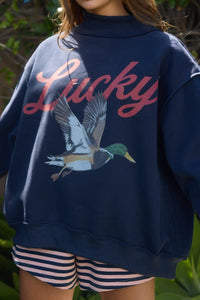 Lucky Duck Reversible Mock-Neck Sweatshirt