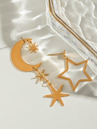 18K Gold-Plated Moon & Star Dangle Earrings