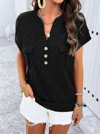 Swiss Dot Short Sleeve Blouse