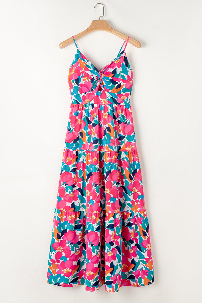 Printed V-Neck Maxi Cami Dress