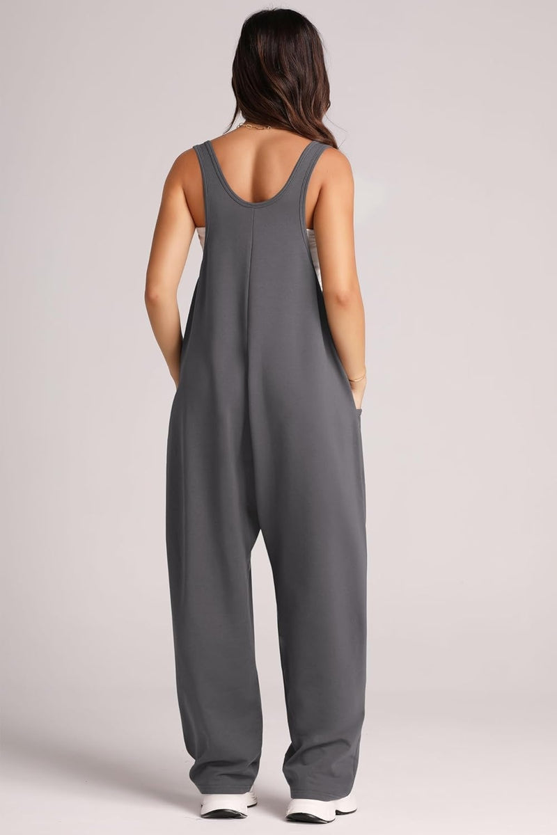 Wide Strap Jumpsuit with Pockets