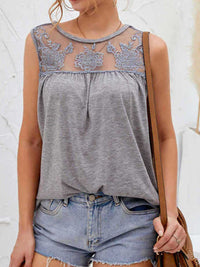 Flower Pattern Round Neck Tank