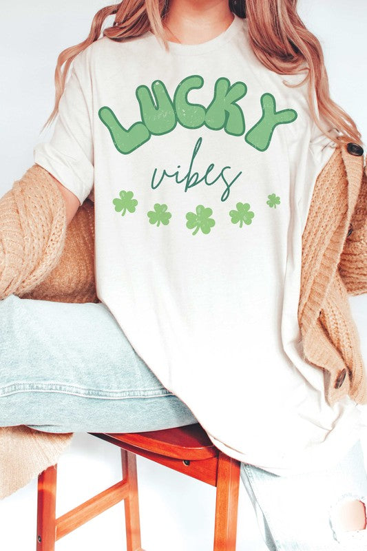 LUCKY VIBES CLOVERS Graphic T-Shirt