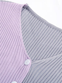 Contrast Button Up Long Sleeve Cardigan