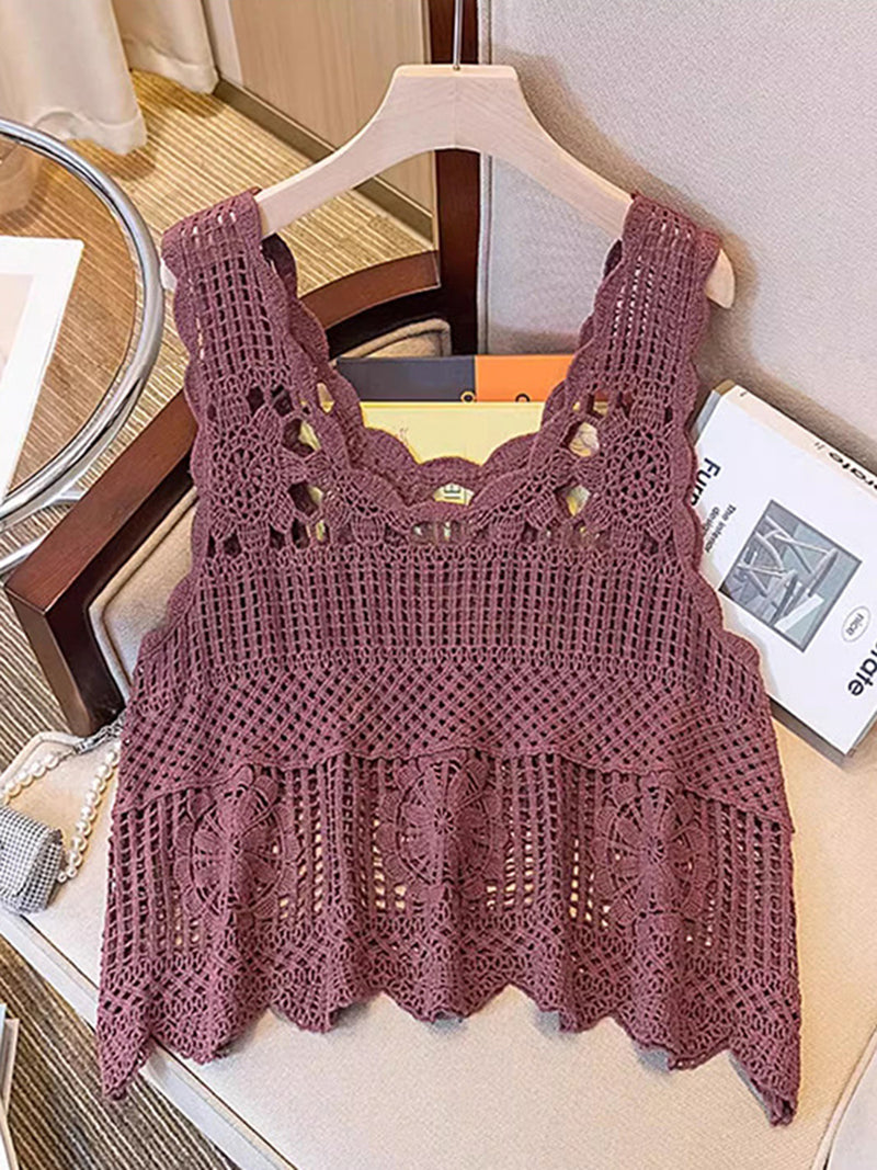 Openwork Scoop Neck Tank