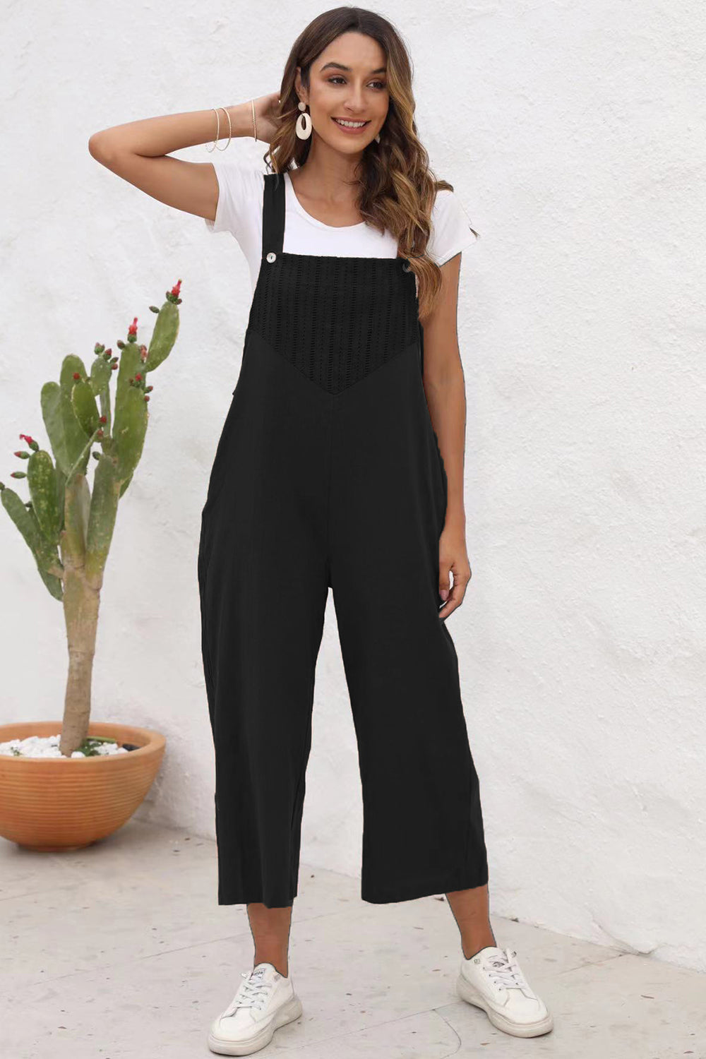 Full Size Square Neck Wide Strap Jumpsuit