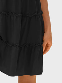 Frill V-Neck Tie Shoulder Mini Dress
