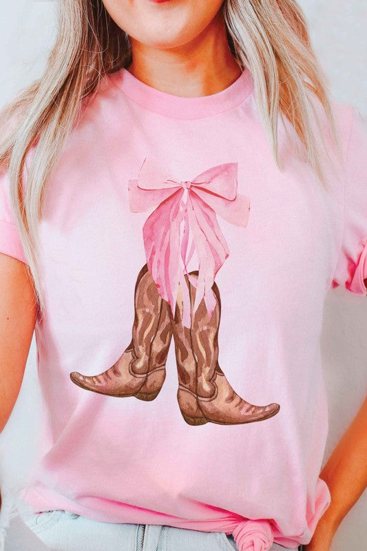 COWGIRL BOOTS BOW Graphic T-Shirt