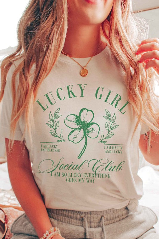 LUCKY GIRL SOCIAL CLUB Graphic T-Shirt