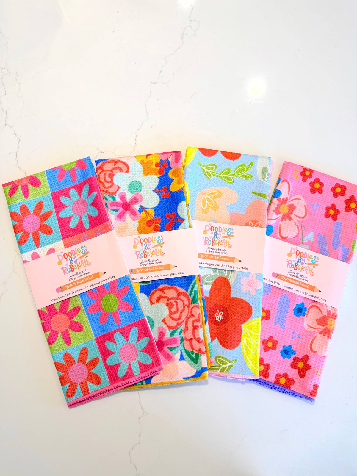 Pinky Pie Floral- Microfiber Waffle Weave Tea Towel