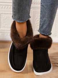 Faux Fur Suede Round Toe Sneakers