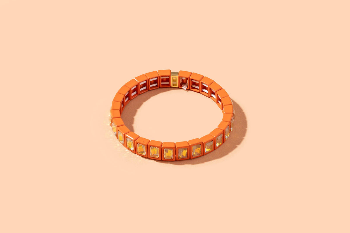 Enamel Stretch Bracelet - Earth Tone Colors - Asst Styles