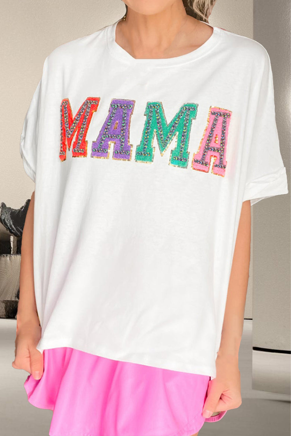 MAMA Round Neck Short Sleeve T-Shirt