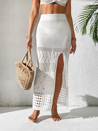 Round Neck Top and Slit Skirt Cover Up Set