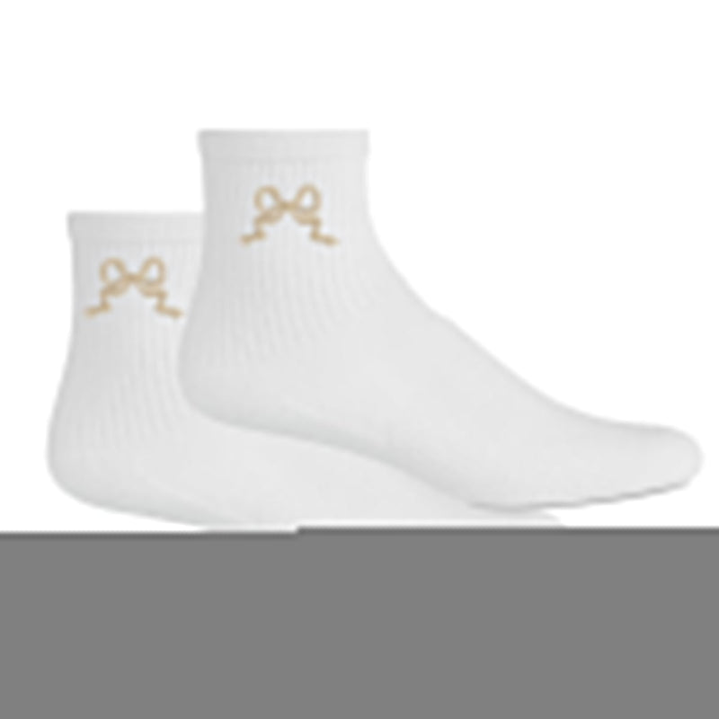 Embroidered 'Ribbon Bow' Crew Socks