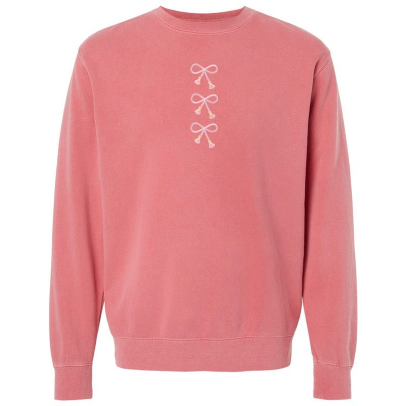 Embroidered Tasseled 'Bows' Cozy Crew
