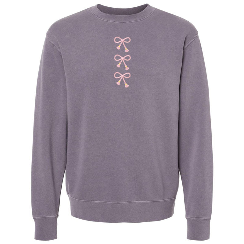 Embroidered Tasseled 'Bows' Cozy Crew