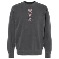 Embroidered Tasseled 'Bows' Cozy Crew