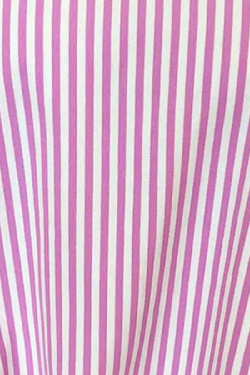 Striped Round Neck Three-Quarter Sleeve T-Shirt