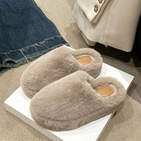 Fuzzy Round Toe Flat Slippers