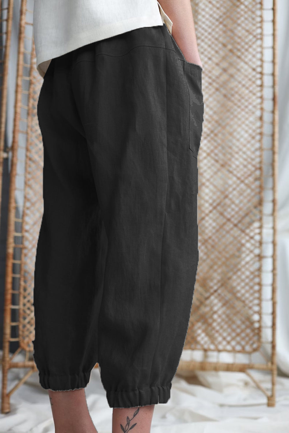 Mid-Rise Waist Pants with Pockets