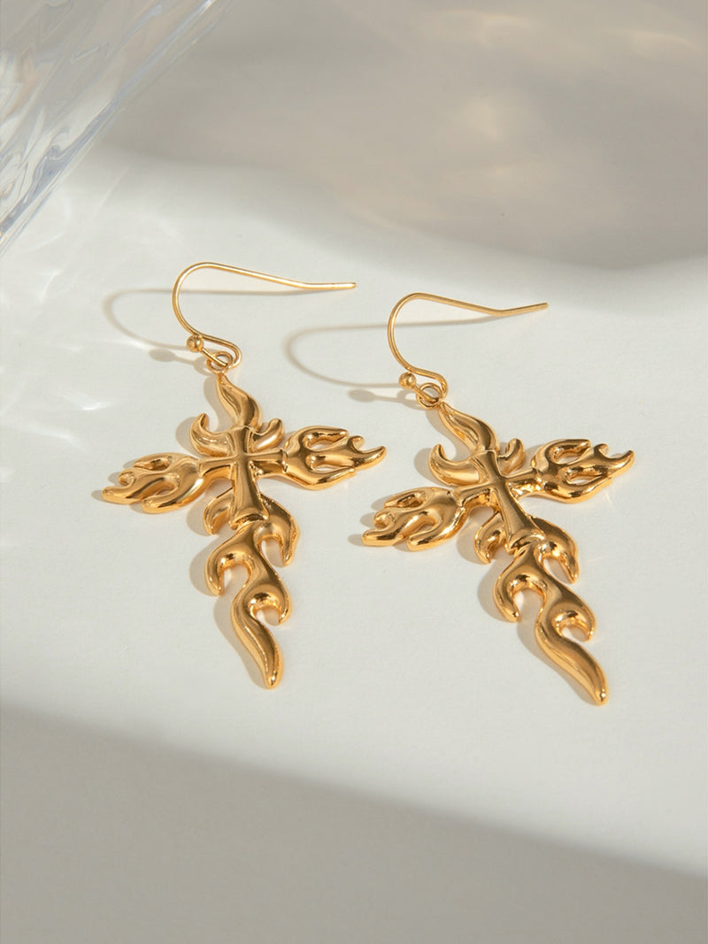 18K Gold-Plated Stainless Steel Cross Earrings