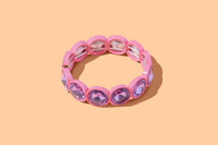 Enamel Stretch Bracelet - Rounded Gems - Elise - Asst Colors