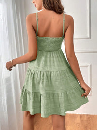 Smocked Tiered Sleeveless Mini Dress