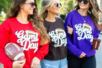 Football 'Gameday' Letter Patch Crewneck Sweatshirt