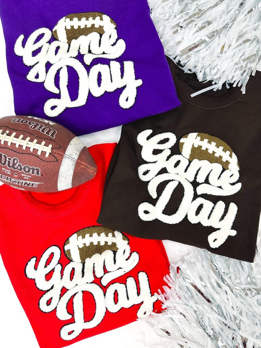 Football 'Gameday' Letter Patch Crewneck Sweatshirt