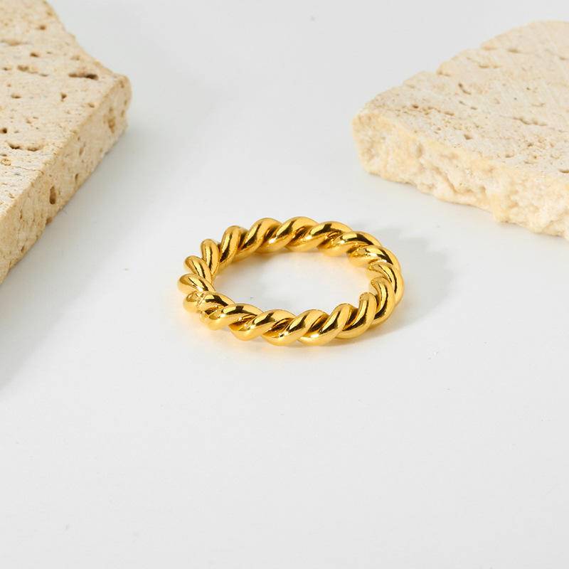 18K Gold Plated Woven Twist Ring (With Box)