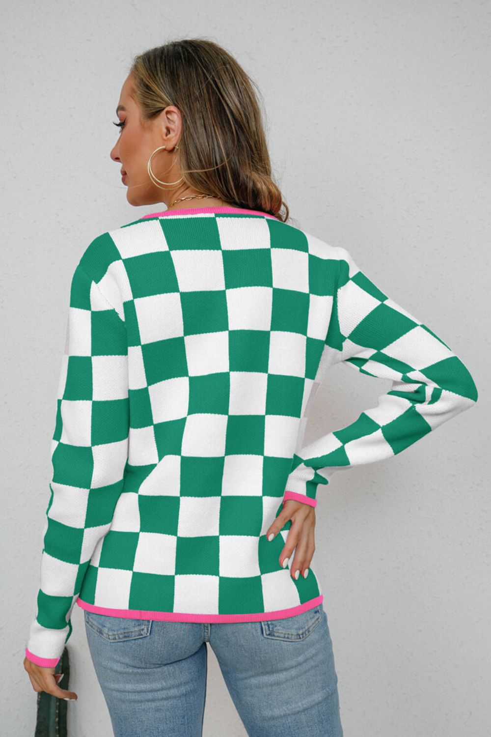 Checkered Round Neck Sweater