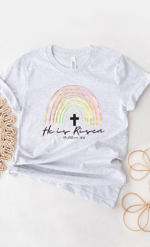 He Is Risen Glitter Rainbow PLUS SIZE Graphic Tee